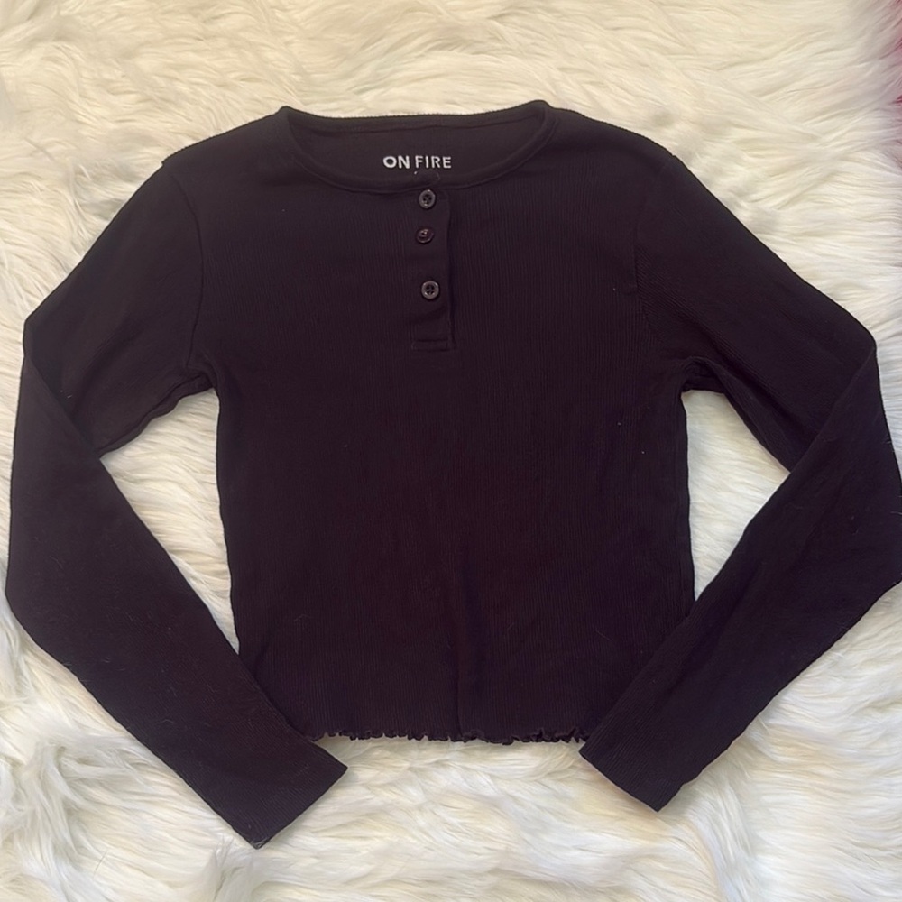ON FIRE Black Long Sleeve Top